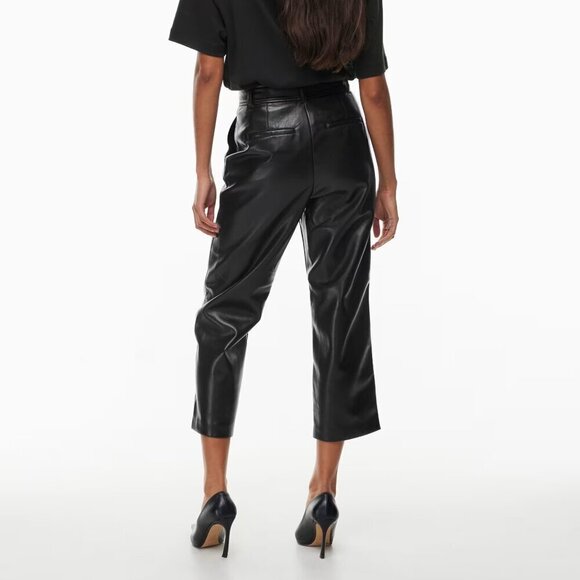 Aritzia Babaton Command Cropped Vegan Leather Pants-Olive Green- Size 6 - Picture 15 of 15